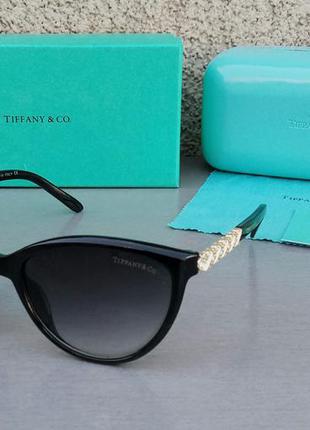 Tiffany and co очки женские солнцезащитные черные с золотом гр...
