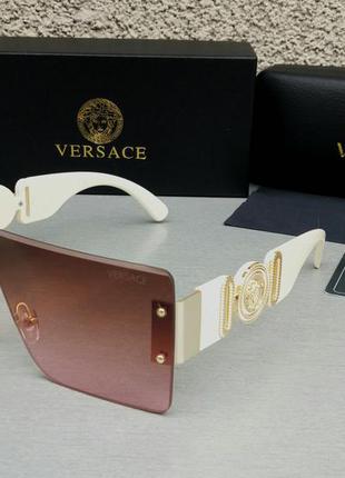 Versace очки маска женские солнцезащитные бордово коричневые с...