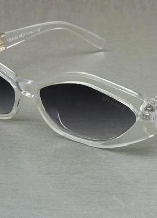 Versace модные женские солнцезащитные очки узкие серые прозрачные