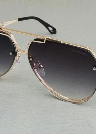Maybach очки капли мужские солнцезащитные темно серые в золоте