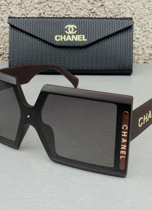 Chanel очки женские солнцезащитные большие прямоугольные корич...