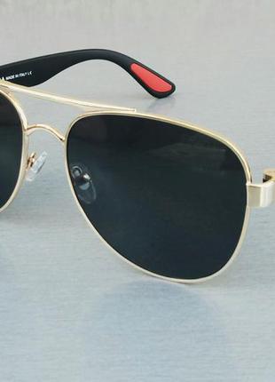Prada очки капли мужские солнцезащитные черные в золотой метал...