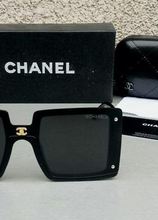 Chanel очки женские солнцезащитные большие прямоугольные черны...