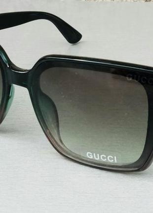 Gucci очки женские солнцезащитные зелено коричневые с градиентом