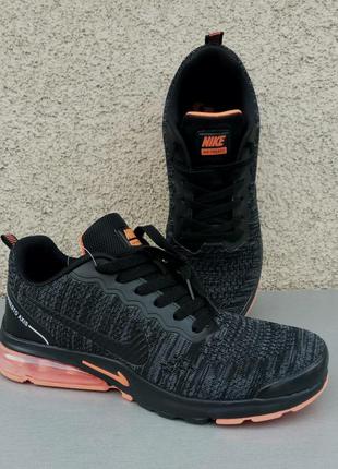 Nike air presto кросівки чоловічі чорні з помаранчевим текстил...