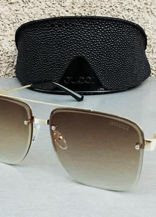 Gucci очки мужские солнцезащитные коричневые с градиентом в зо...