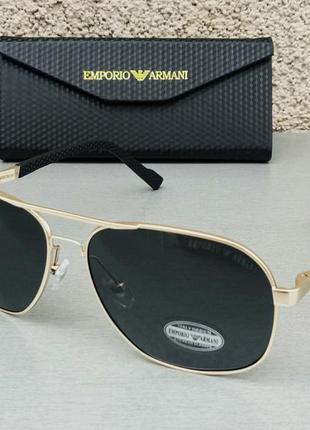 Emporio armani очки мужские солнцезащитные черные в золотой ме...