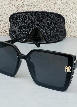 Gucci стильные женские солнцезащитные очки большие черные