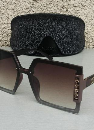 Gucci очки женские солнцезащитные большие модные коричневые с ...