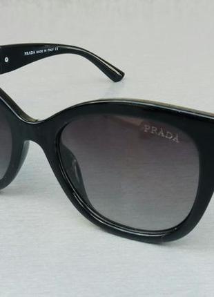 Prada стильные женские солнцезащитные очки черные с белыми вст...