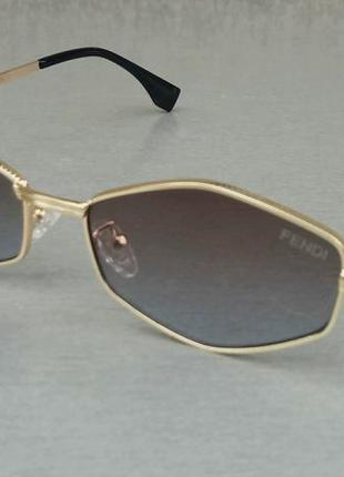 Fendi очки женские солнцезащитные модные узкие серо бежевый гр...