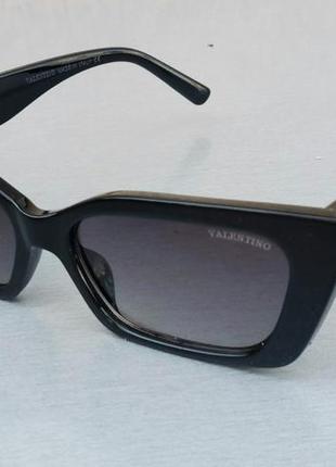 Valentino очки женские солнцезащитные модные узкие черные с се...