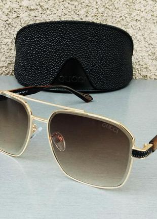Gucci очки мужские солнцезащитные коричневый градиент в золото...