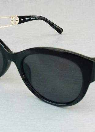 Versace стильные женские солнцезащитные очки черные с золотым ...