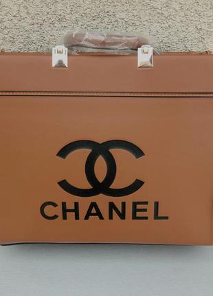 Chanel стильная женская сумка темный беж