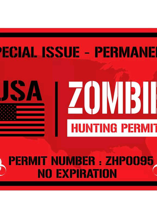 Наклейка "Разрешение охотника на зомби"