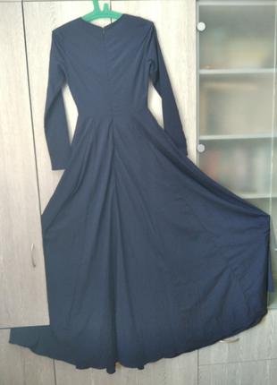 Платье темно-синее в мелкую полосочку