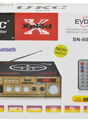 Усилитель звука UKC SN-606BT с радио и Bluetooth Gold