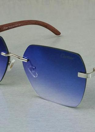 Cartier очки женские солнцезащитные большие стильные синий гра...