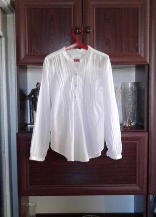 Хлопковая батистовая белая блузка  logg h&m