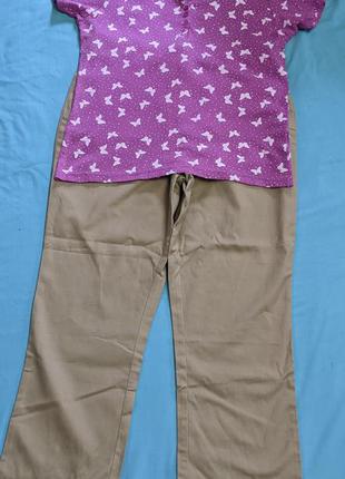 Комплект: брюки casual+футболка поло! р.16(48-50)!!