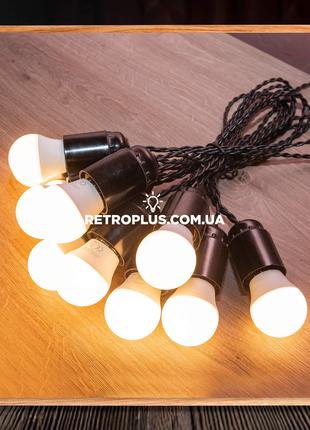 Ретро Гірлянда Едісона з LED-лампами теплого світіння по 3Вт