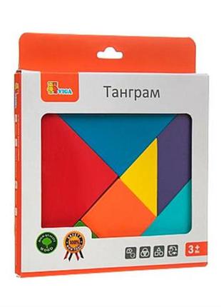 Игра головоломка viga toys цветной деревянный танграм 7 элементов