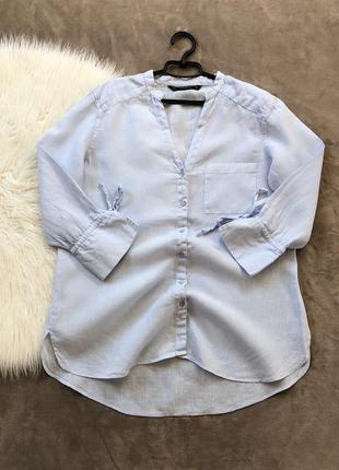 Женская льняная удлиненная блуза рубашка туника zara