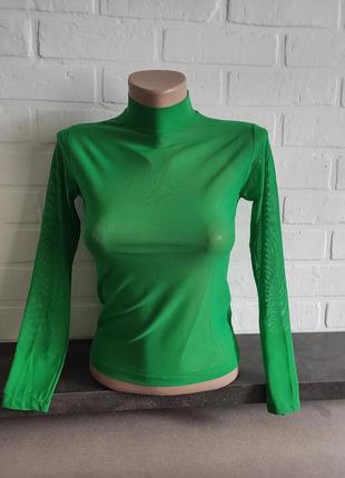 Гольф сітка зеленого кольору жіноча водолазка футболка з довги...