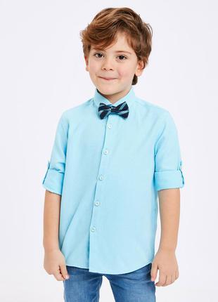 Хлопковая рубашка с галстуком - бабочкой для мальчика
