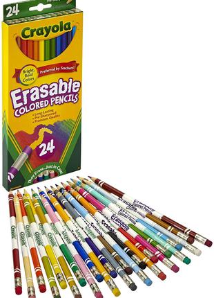 Crayola Крайола олівці 24 кольори з гумками