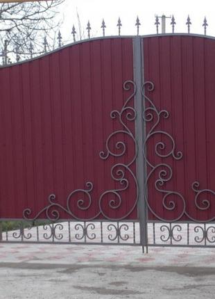 Ворота з хвірткою, паркан з профнастилу