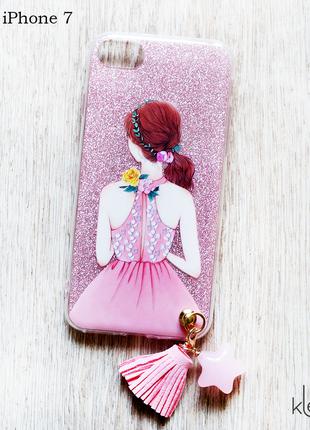 Силиконовый чехол накладка Glitter Girl для Apple iPhone 7 (ро...