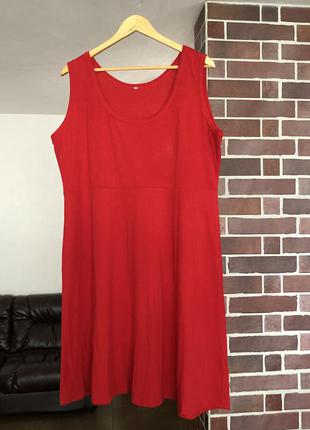 Красное трикотажное платье l сарафан