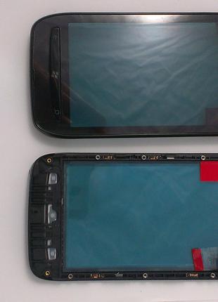 Сенсорное стекло Nokia Lumia 710 с рамкой черное original.