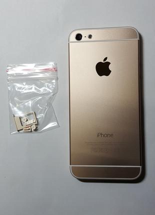 Крышка задняя Apple iPhone 5 (под iPhone 6) золотая с тонкой р...