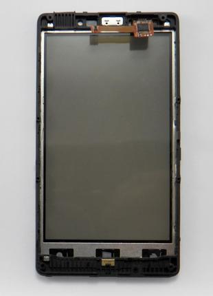 Сенсорное стекло Nokia Lumia 820 черное с рамкой original.