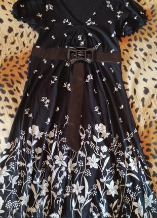 Чёрный сарафан, платье с белыми цветами immortal collection