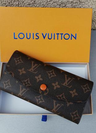 Louis vuitton гаманець жіночий коричневий з помаранчевим у фір...