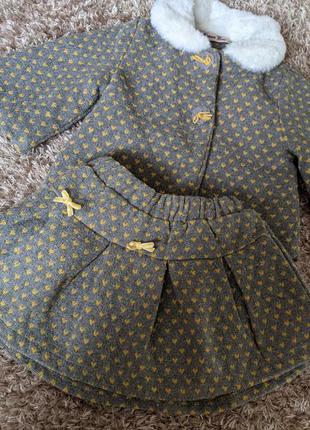 Демисезонный комплект на малышку пальто и юбка на 2 года lemon...