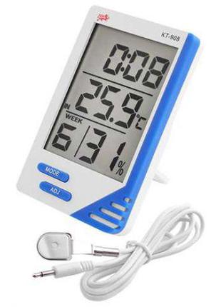 Термометр-гігрометр цифровий KT 908 (з годинником, будильником...