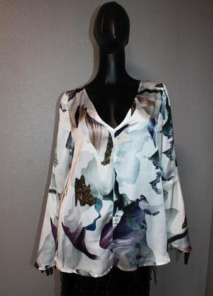 Свободная блуза с абстрактным принтом neon rose цветочная блуз...