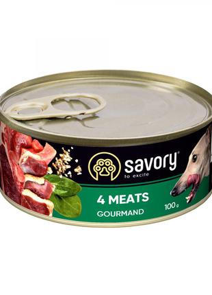 Консервы для собак Savory с четырьмя видами мяса 100г