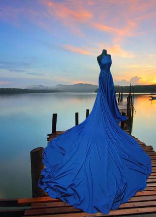 Шикарное платье для фотосессии. вечернее платье с шлейфом 3.5 м