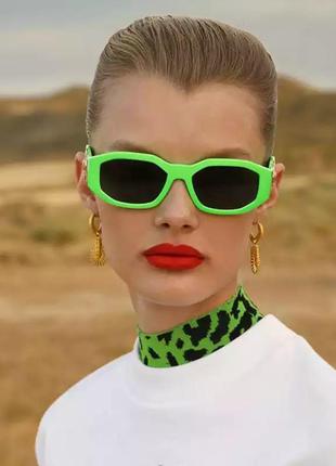 Яркие солнцезащитные очки салатовые ретро зеленые новые окуляр...