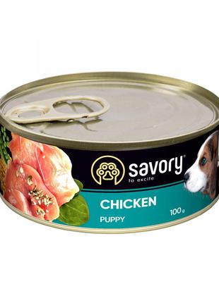 Консервы для щенков Savory с курицей 100г
