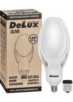 Лампа светодиодная DELUX OLIVE 80w E27 6000K адаптер