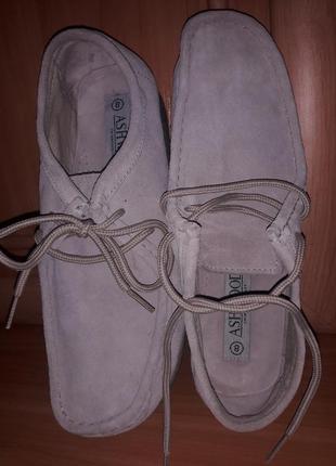 Мокасины ashwood пудровые туфли замша размер 8, подошва 27 см