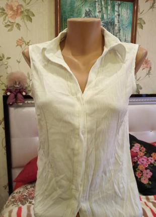 Блуза, рубашка безрукавка ,тканина типу жатка