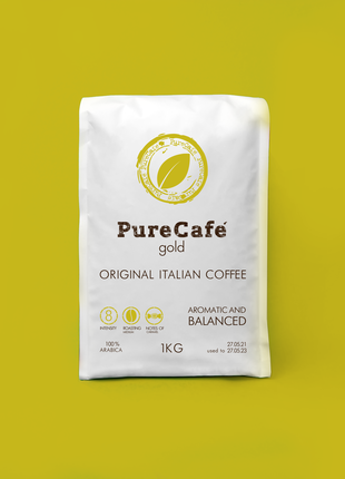 Кофе PureCafe Gold, зерно, 100% Арабики, Италия, 1кг